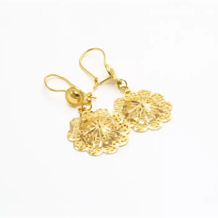 22 Ayar Yuvarlak Desenli Küpe