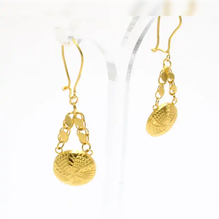 22 Ayar Zincirli Yuvarlak Küpe