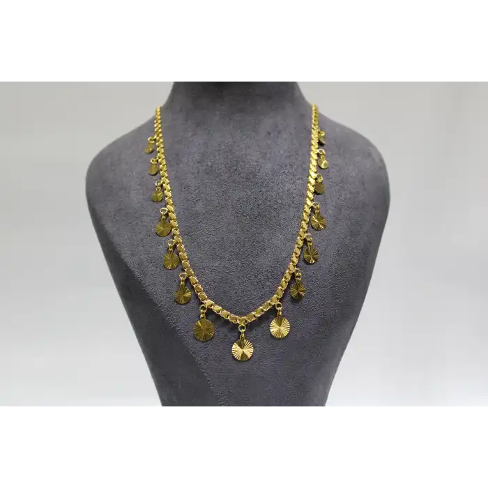 14 Ayar Altın Pullu Kolye