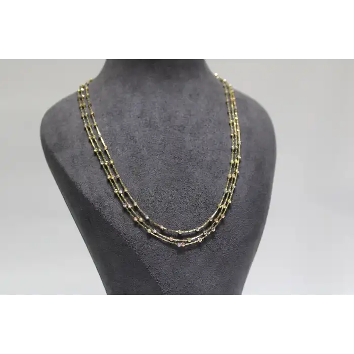 14 Ayar Altın Çok Renkli ( GOLD&SİLVER&ROSE ) Dorikalı Şık Kolye