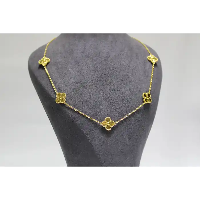 14 Ayar Altın 5li Dorikalı Yonca Modeli Kolye