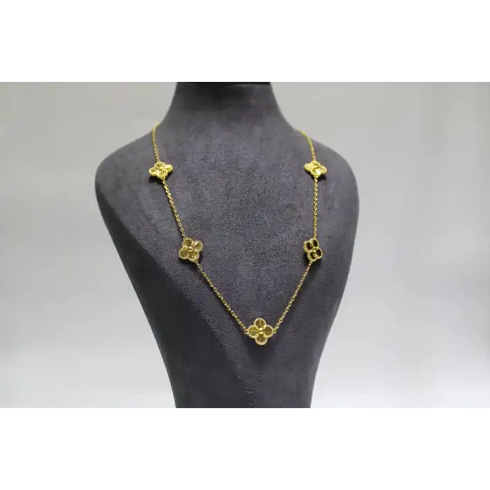 14 Ayar Altın 5li Dorikalı Yonca Modeli Kolye