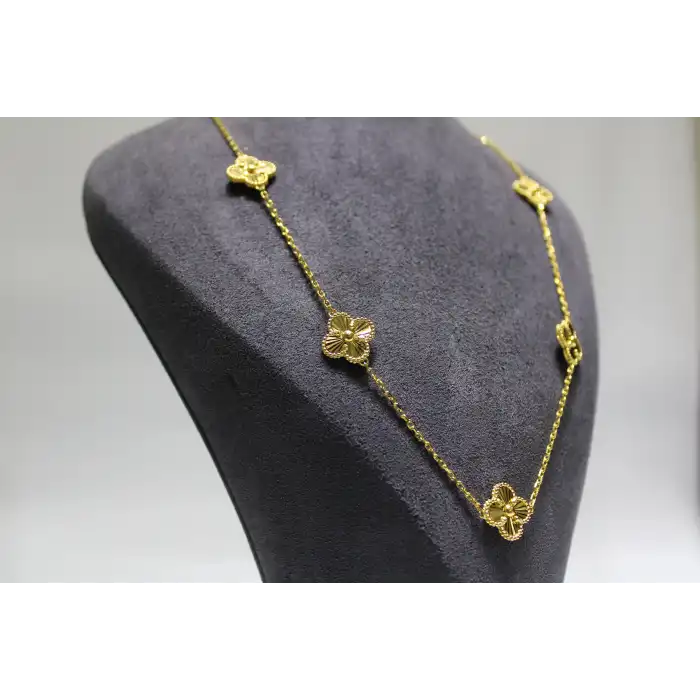 14 Ayar Altın 5li Dorikalı Yonca Modeli Kolye