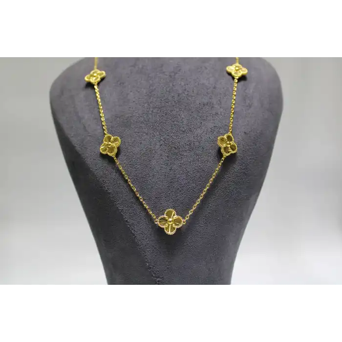14 Ayar Altın 5li Dorikalı Yonca Modeli Kolye