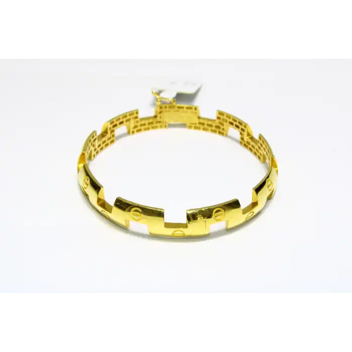 14 Ayar Altın Vida Desenli Zigzag Modeli Kelepçe 8.87 GR