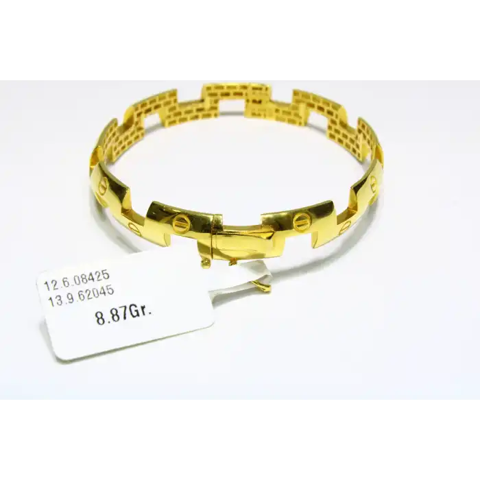 14 Ayar Altın Vida Desenli Zigzag Modeli Kelepçe 8.87 GR