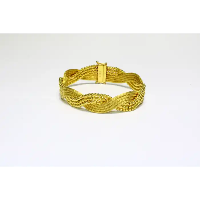 14 Ayar Altın Sarmal Dorikalı Hasır Kelepçe Bilezik  24.65 GR