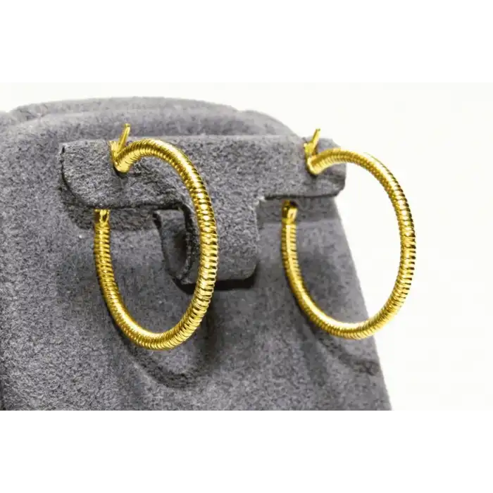 14 Ayar Altın Ajda Tırtıklı Küpe UME0178