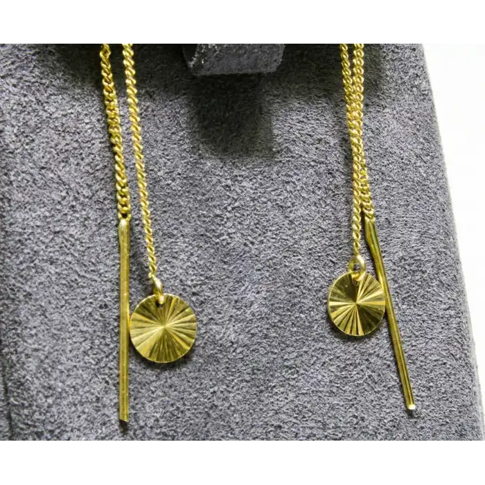 14 Ayar Altın Sallantılı Zincir Küpe KPE9991