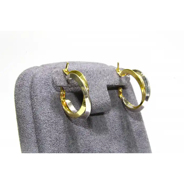 14 Ayar Altın Çift Renkli Halka Küpe KPE9557