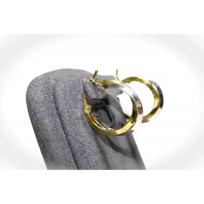 14 Ayar Altın Çift Renkli Halka Küpe KPE9557