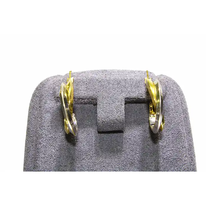 14 Ayar Altın Çift Renkli Halka Küpe KPE9557