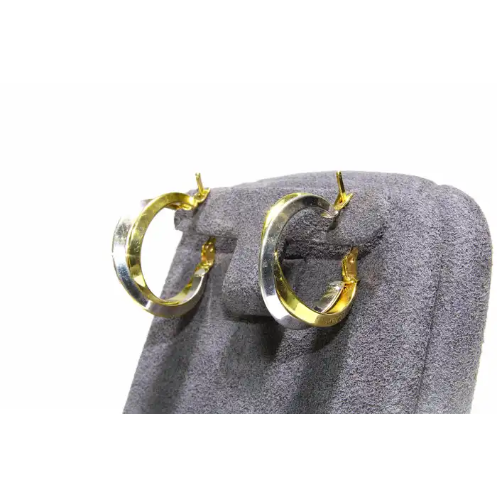 14 Ayar Altın Çift Renkli Halka Küpe KPE9557