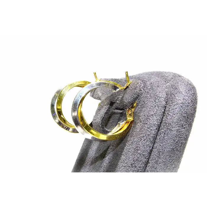 14 Ayar Altın Çift Renkli Halka Küpe KPE9557