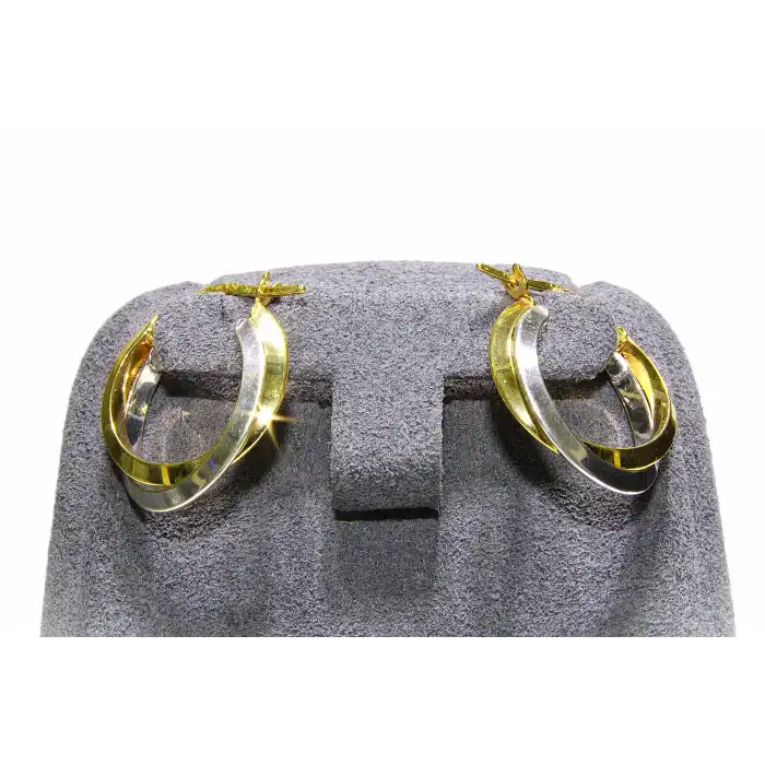 14 Ayar Altın Çift Renkli Halka Küpe KPE9557