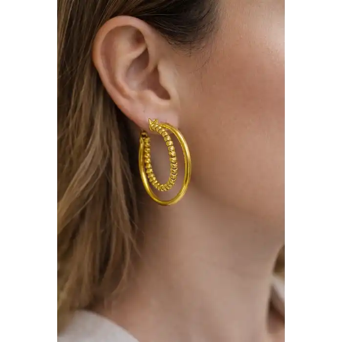 14 Ayar Altın Dorikalı Halka Küpe 3.33GR BGT0403