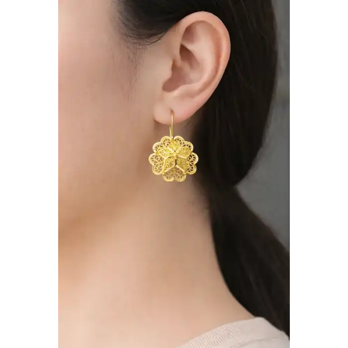 14 Ayar Altın Tül Yıldız Küpe 3.31GR KPE9110