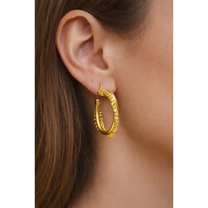 14 Ayar Altın Dorikalı Halka Küpe 3.24GR KPE9940