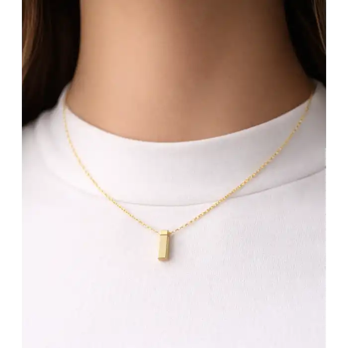 14 Ayar Altın I Harfi Kolye Zinciriyle Beraber