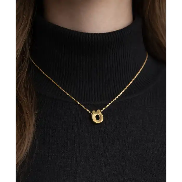 14 Ayar Altın Ö Harfi Kolye Zinciriyle Beraber