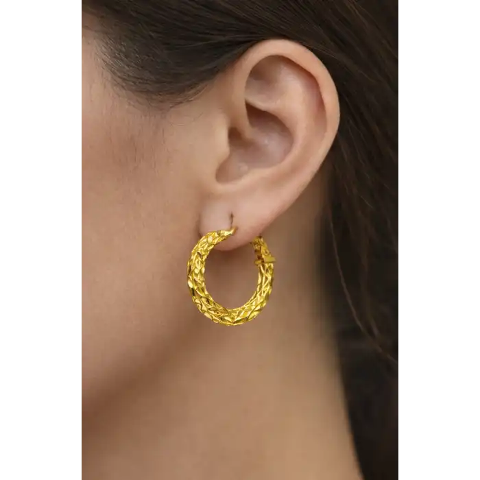 14 Ayar Altın Pullu Halka Küpe 2.50GR UME0164