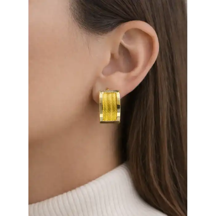 14 Ayar Altın Trabzon Hasırı Küpe 2.50GR KPE8631