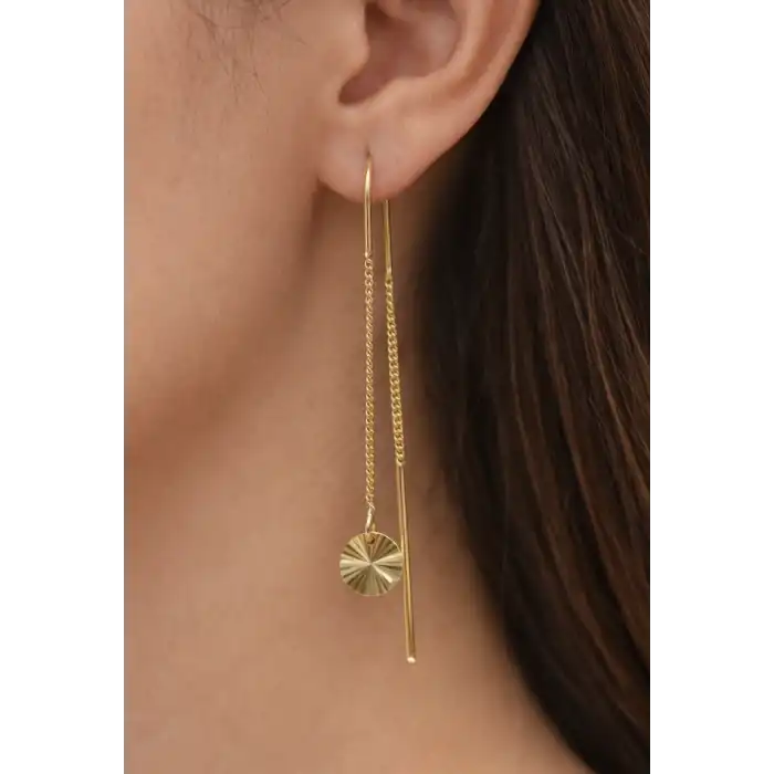 14 Ayar Altın Sallantılı Zincir Küpe KPE9991