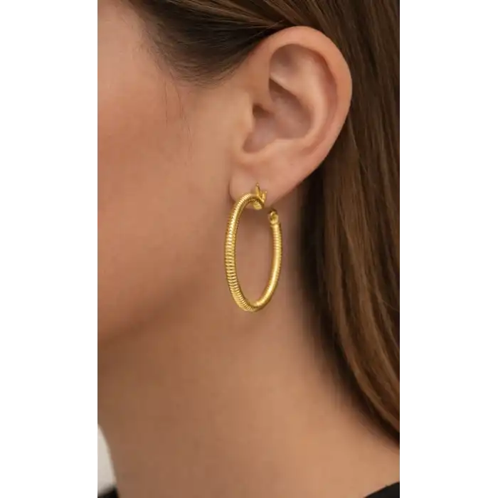 14 Ayar Altın Ajda Tırtıklı Küpe UME0178