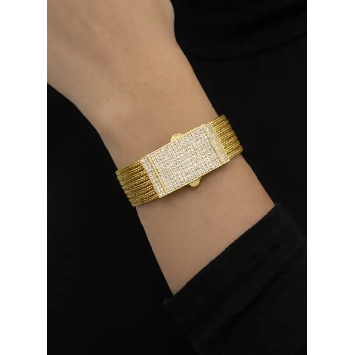 22 Ayar Altın Taşlı Trabzon Hasırı Modeli Kelepçe Bilezik 25.85 GR KLP1220