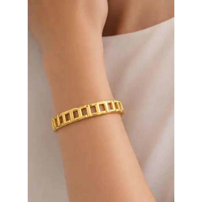 22 Ayar Altın Dikdörtgen T Model Kelepçe Bilezik 17.96 GR KLP2151