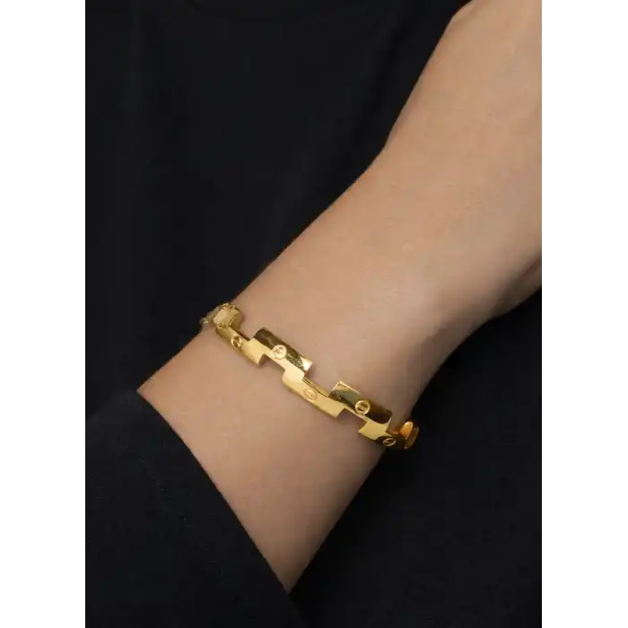 14 Ayar Altın Vida Desenli Zigzag Modeli Kelepçe 8.87 GR