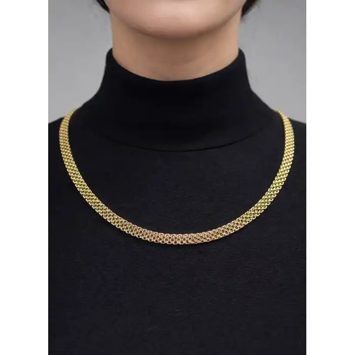 14 Ayar Altın İtalyan Model Dövme Hasır Kolye