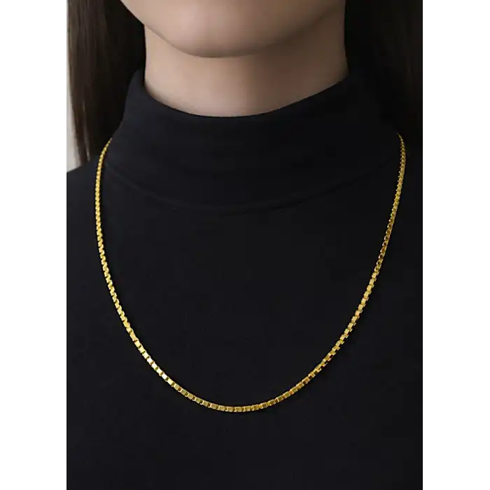 14 Ayar Altın Modern Pullu Zincir Modeli Kolye
