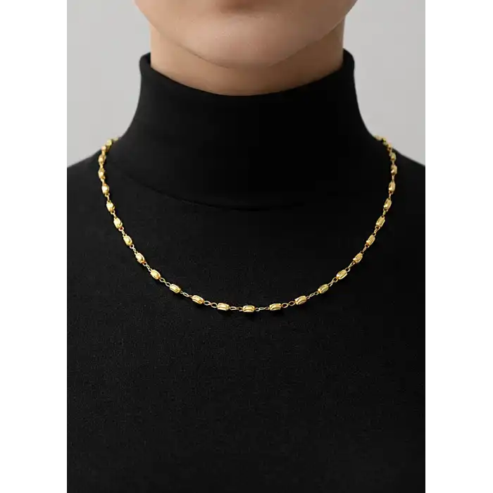 14 Ayar Altın Toplu İtalyan Badem Modeli Kolye