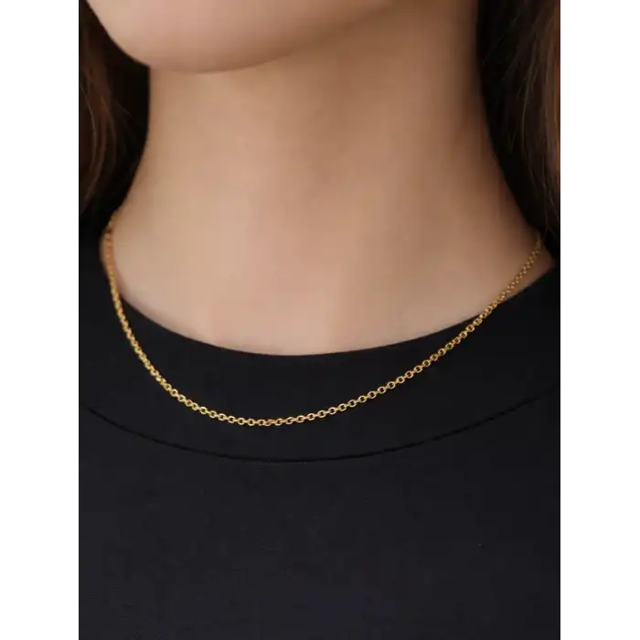 14 Ayar Gerçek Altın Halka Modeli Zincir