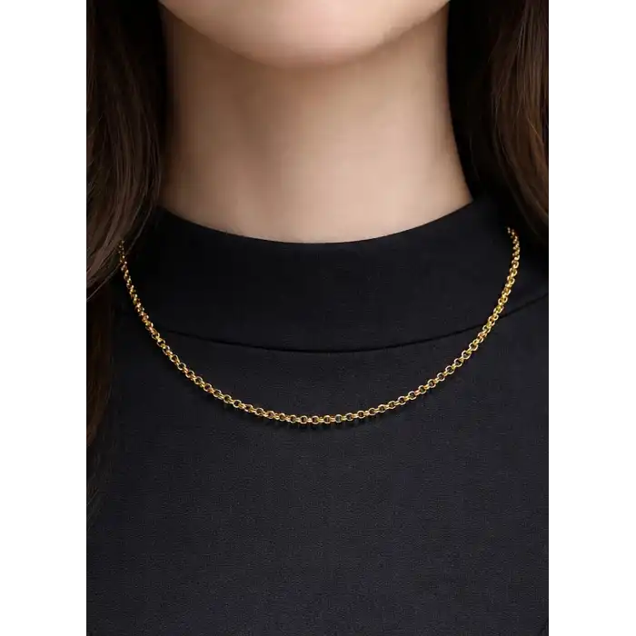 14 Ayar Gerçek Altın Halka Model Kolye Zincir