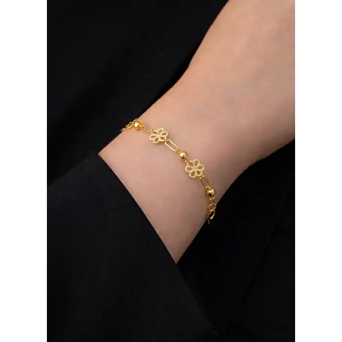 14 Ayar Altın Papatya Modeli Bileklik