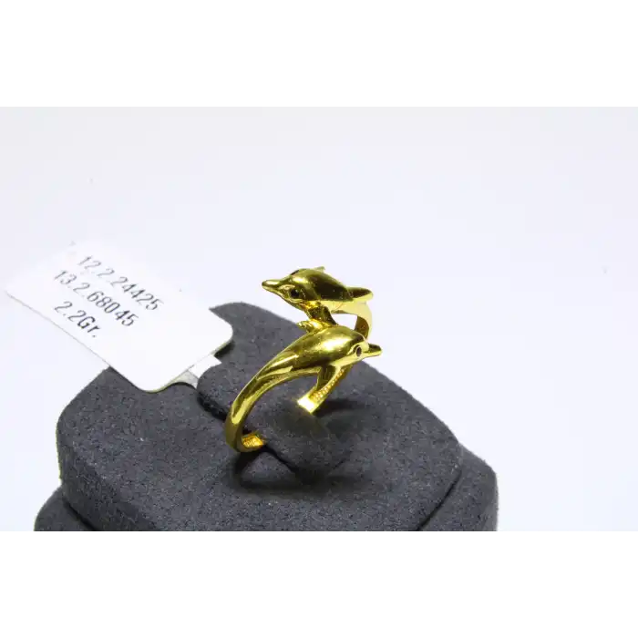 22 Ayar Altın Yüzük Yunus Balığı Balık Model 2.20 GR YZK5167