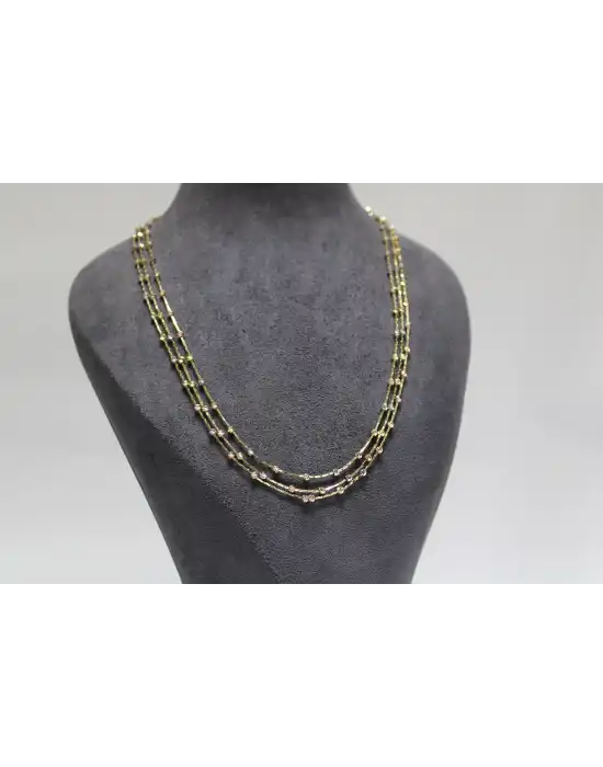 14 Ayar Altın Çok Renkli ( GOLD&SİLVER&ROSE ) Dorikalı Şık Kolye