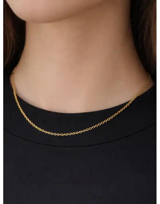 14 Ayar Gerçek Altın Halka Modeli Zincir