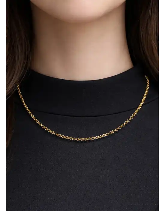 14 Ayar Gerçek Altın Halka Model Kolye Zincir