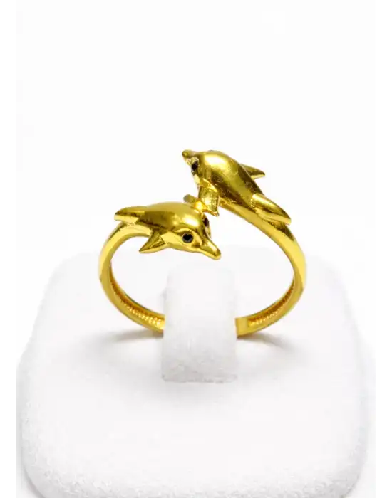 22 Ayar Altın Yüzük Yunus Balığı Balık Model 2.20 GR YZK5167