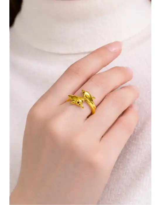 22 Ayar Altın Yüzük Yunus Balığı Balık Model 2.20 GR YZK5167