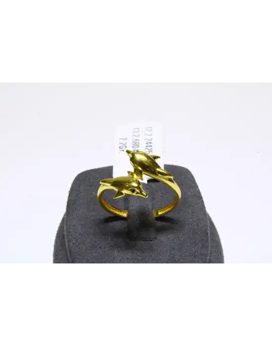 22 Ayar Altın Yüzük Yunus Balığı Balık Model 2.20 GR YZK5167