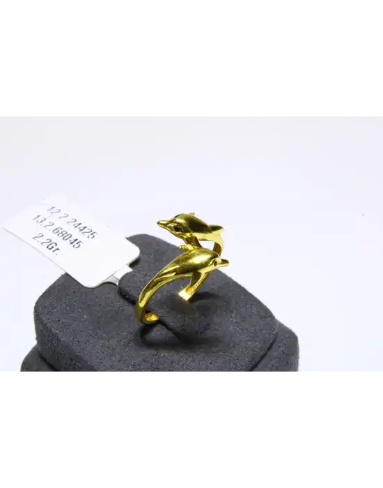 22 Ayar Altın Yüzük Yunus Balığı Balık Model 2.20 GR YZK5167