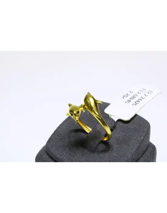 22 Ayar Altın Yüzük Yunus Balığı Balık Model 2.20 GR YZK5167