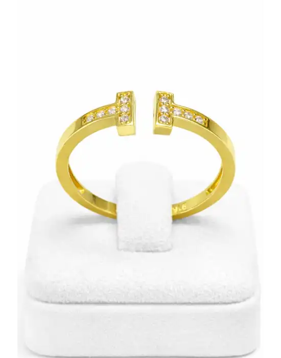 22 Ayar Altın Yüzük Taşlı T Modeli 2.36 GR YZK6341