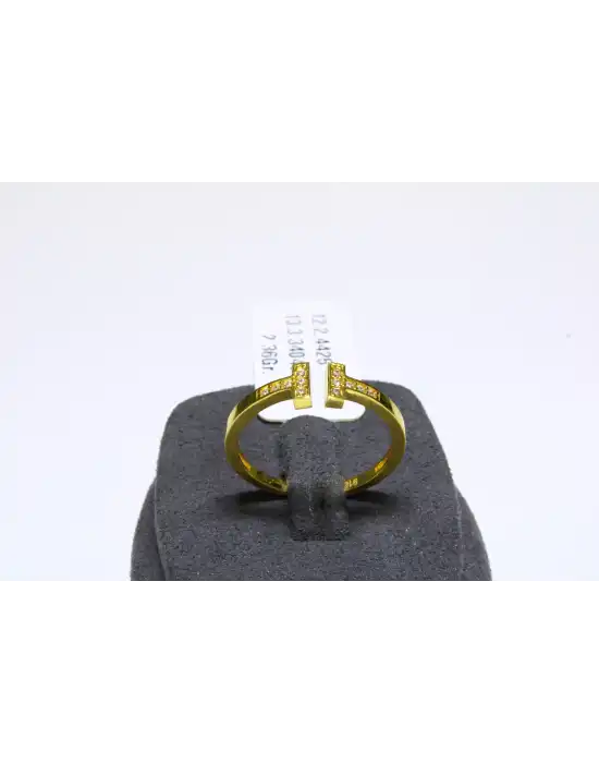 22 Ayar Altın Yüzük Taşlı T Modeli 2.36 GR YZK6341