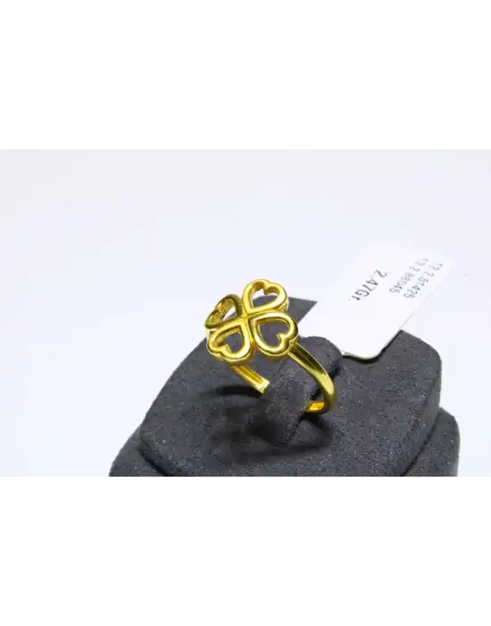 22 Ayar Altın Yüzük Taşlı Kalpli Yonca Modeli 2.47 GR EKL0002