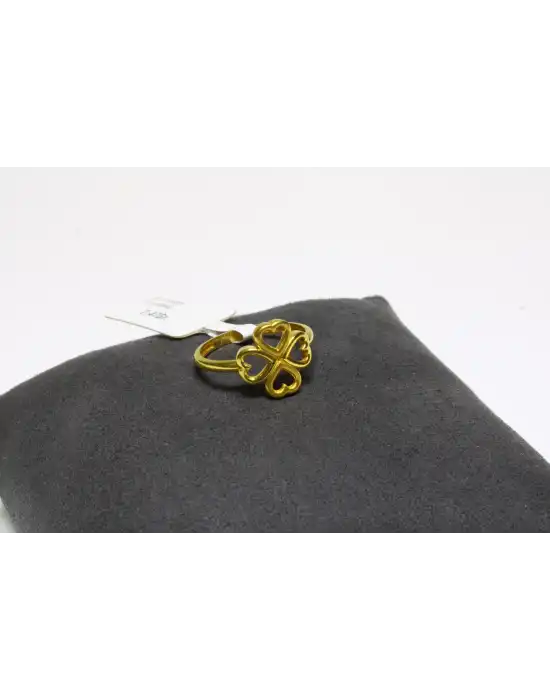 22 Ayar Altın Yüzük Taşlı Kalpli Yonca Modeli 2.47 GR EKL0002